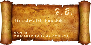 Hirschfeld Benedek névjegykártya